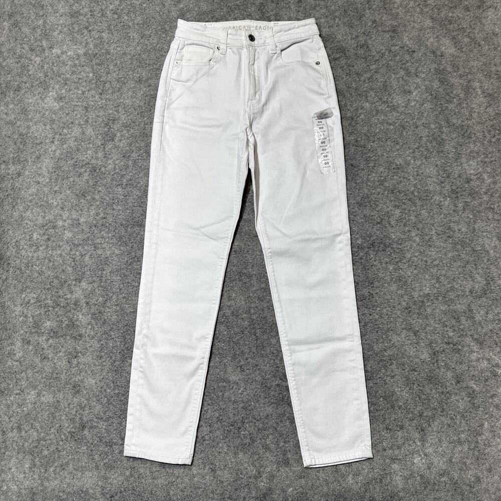 NEW American Eagle‎ Stretch Women's Mom Jean Size 00R White Denim